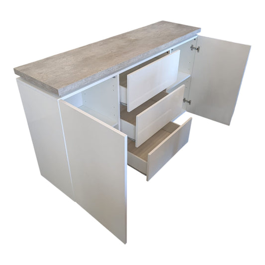 Weisses Sideboard mit Steinoptik-Platte Art.-Nr. 436