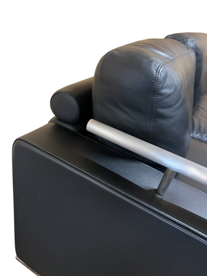Hochwertiges Echtleder-Ecksofa in Schwarz von Linie C Art.-Nr. 593
