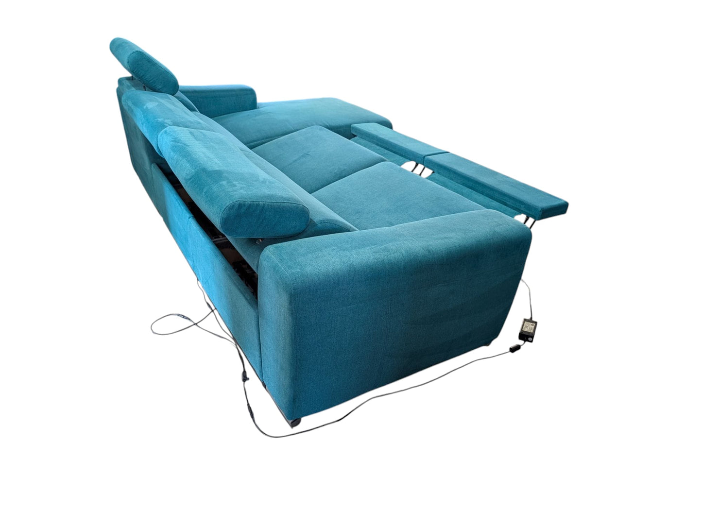 Grün-blaues Ecksofa mit elektrischer Liegefunktion Art.-Nr.218