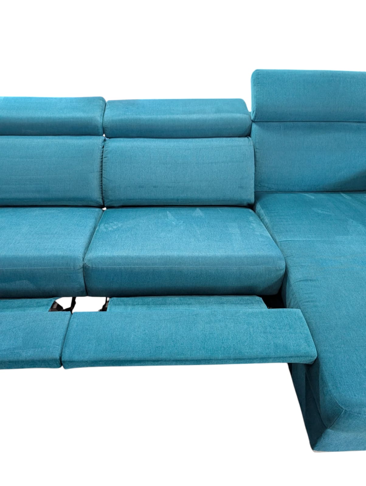 Grün-blaues Ecksofa mit elektrischer Liegefunktion Art.-Nr.218