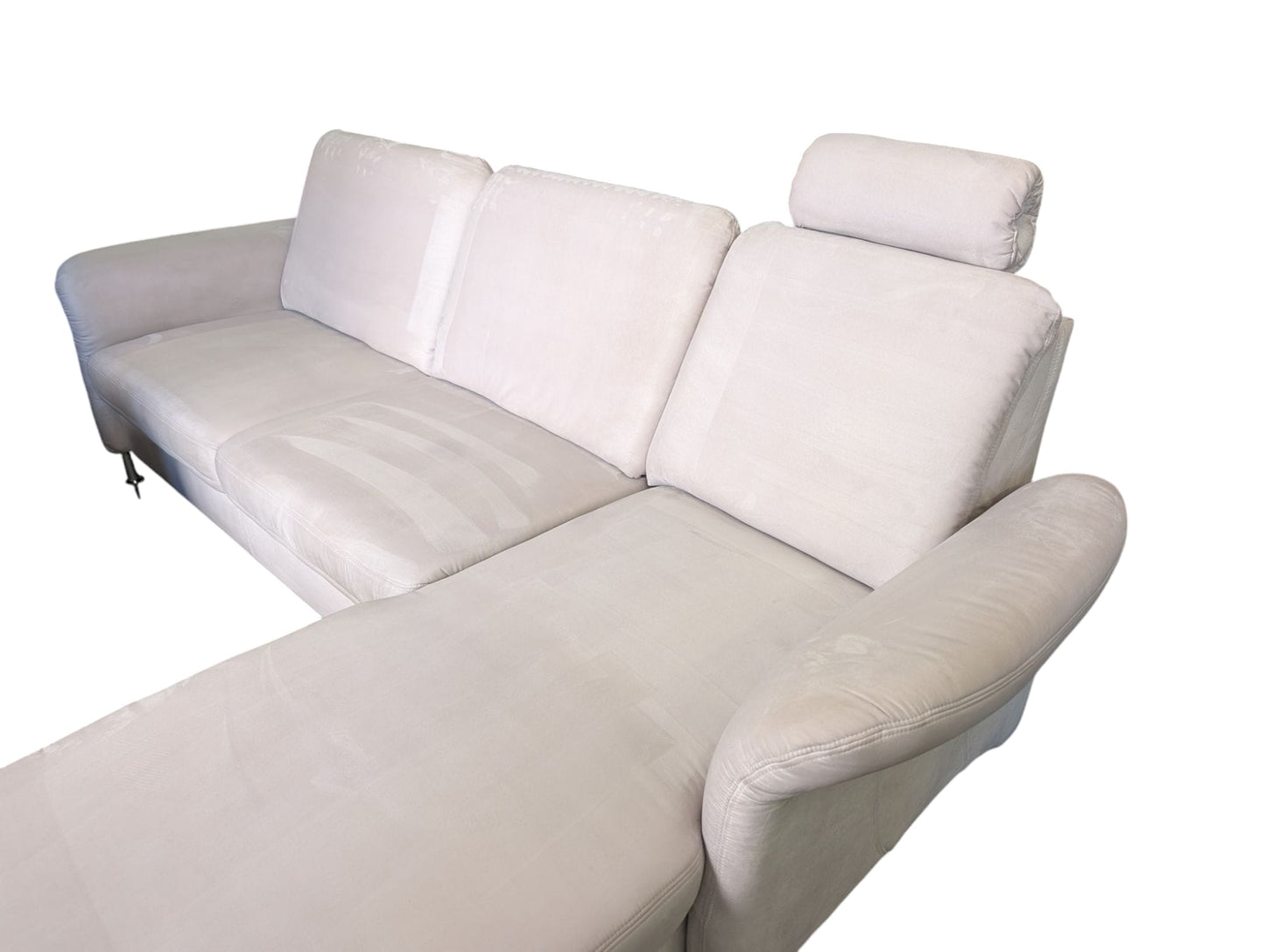 Beiges Ecksofa aus Alcantara mit Stauraum Art.-Nr.285