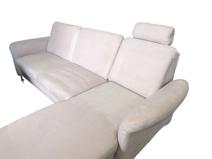 Beiges Ecksofa aus Alcantara mit Stauraum Art.-Nr.285