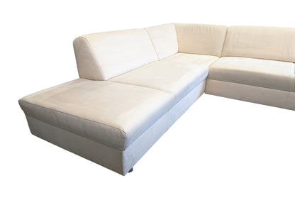 Ecksofa in Beige aus Samt mit verstellbarer Armlehne Art.-Nr.296