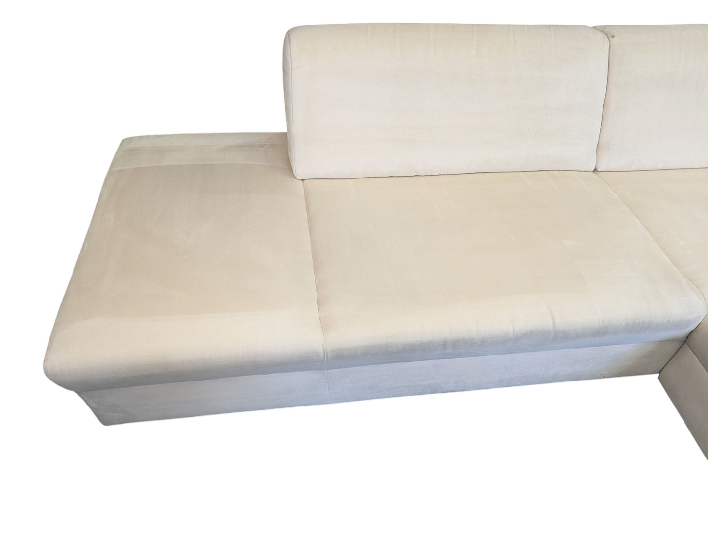Ecksofa in Beige aus Samt mit verstellbarer Armlehne Art.-Nr.296