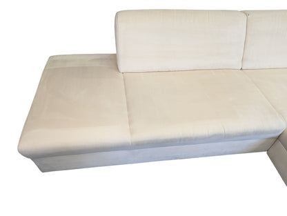 Ecksofa in Beige aus Samt mit verstellbarer Armlehne Art.-Nr.296