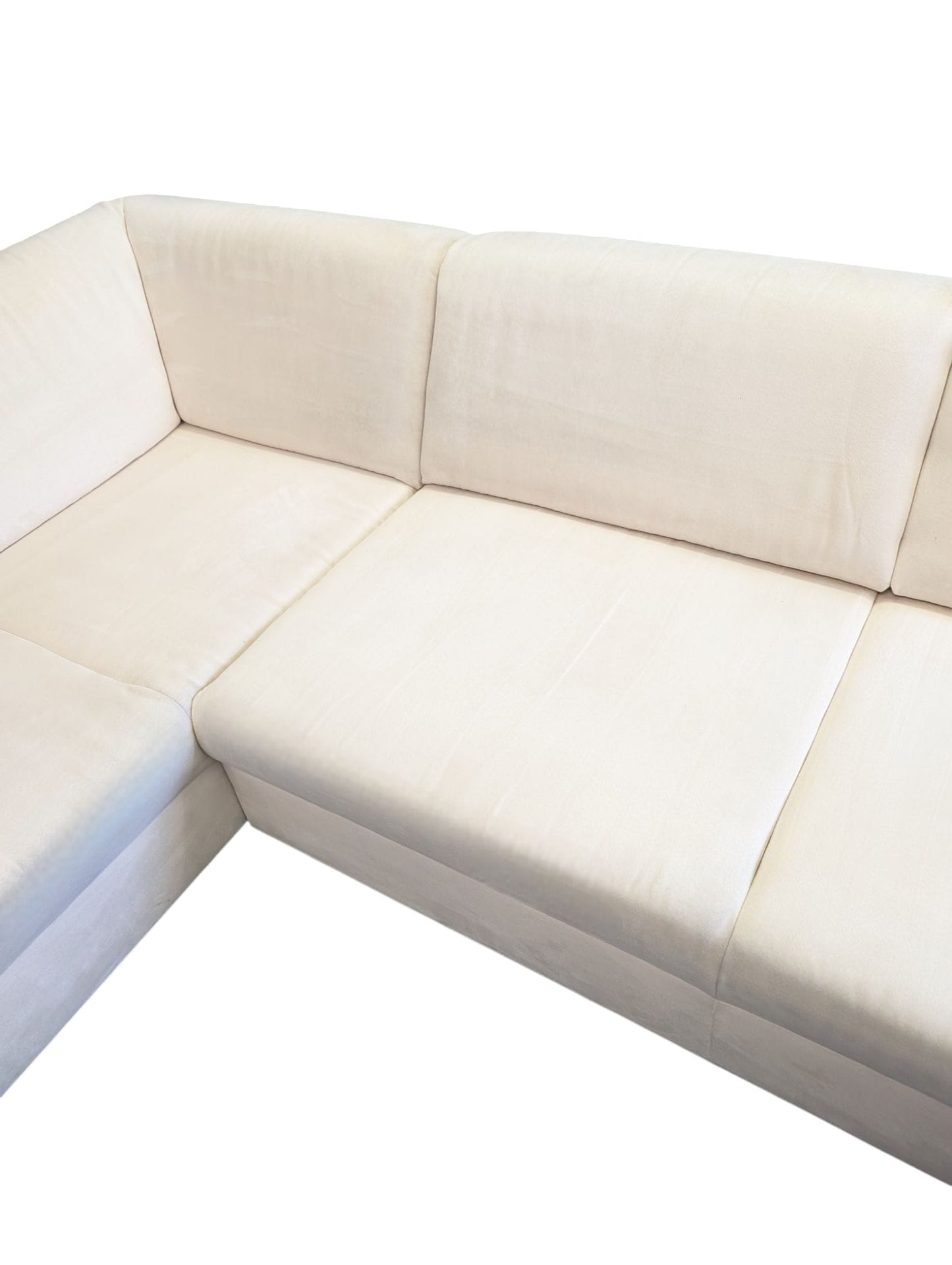 Ecksofa in Beige aus Samt mit verstellbarer Armlehne Art.-Nr.296