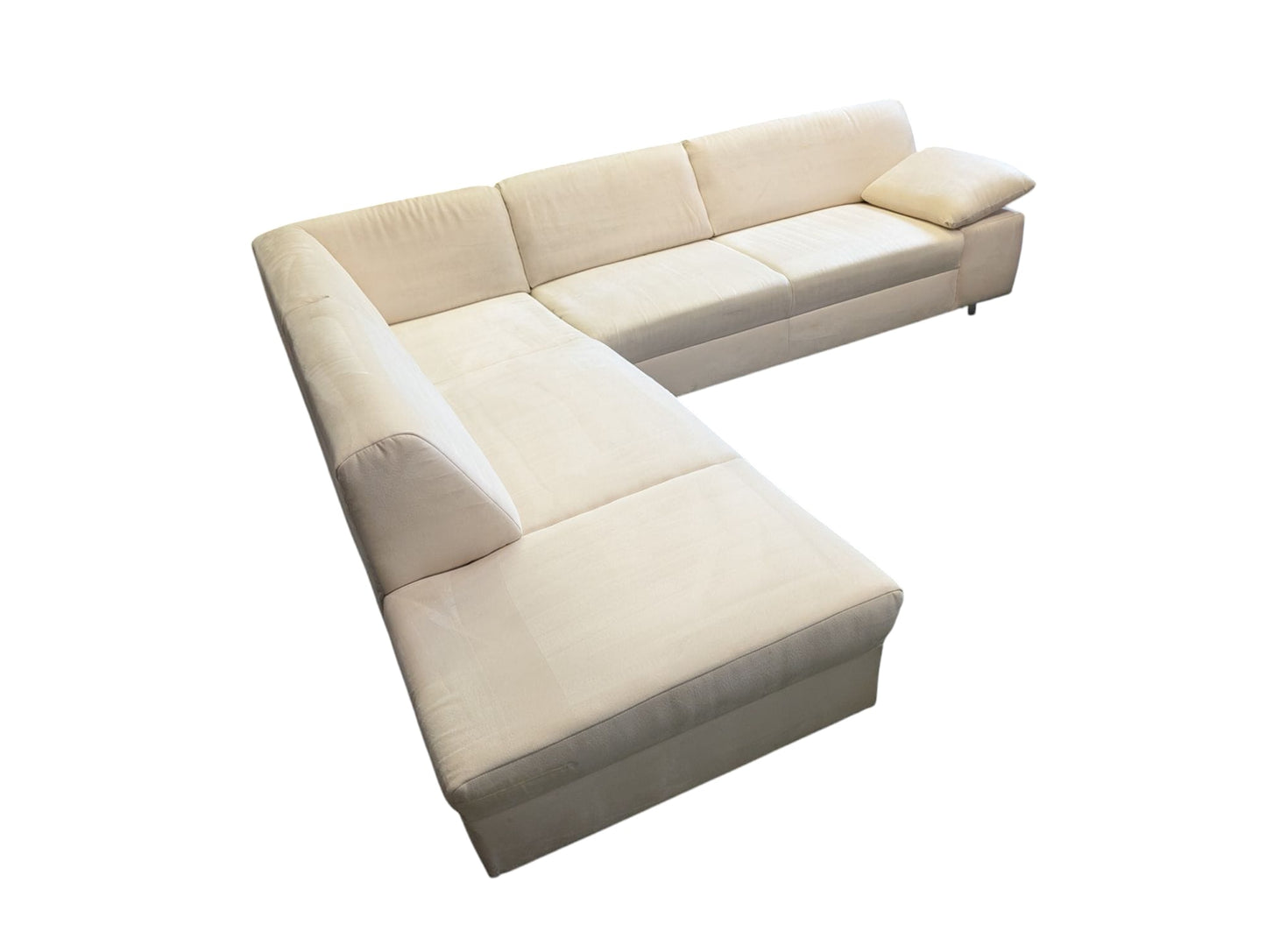 Ecksofa in Beige aus Samt mit verstellbarer Armlehne Art.-Nr.296