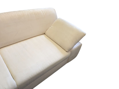 Ecksofa in Beige aus Samt mit verstellbarer Armlehne Art.-Nr.296