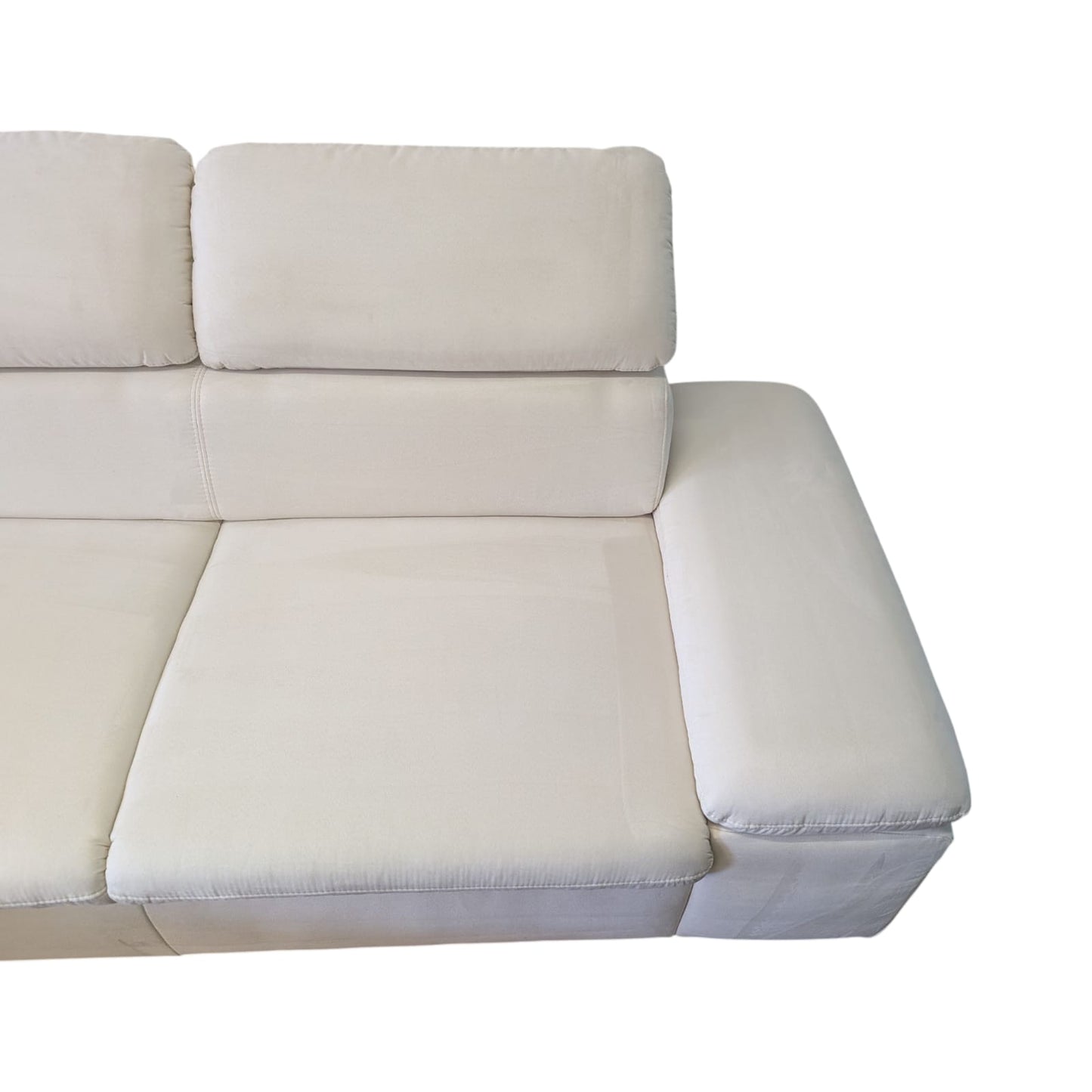 Ecksofa in Beige mit verstellbaren Kopfstützen Art.-Nr. 393