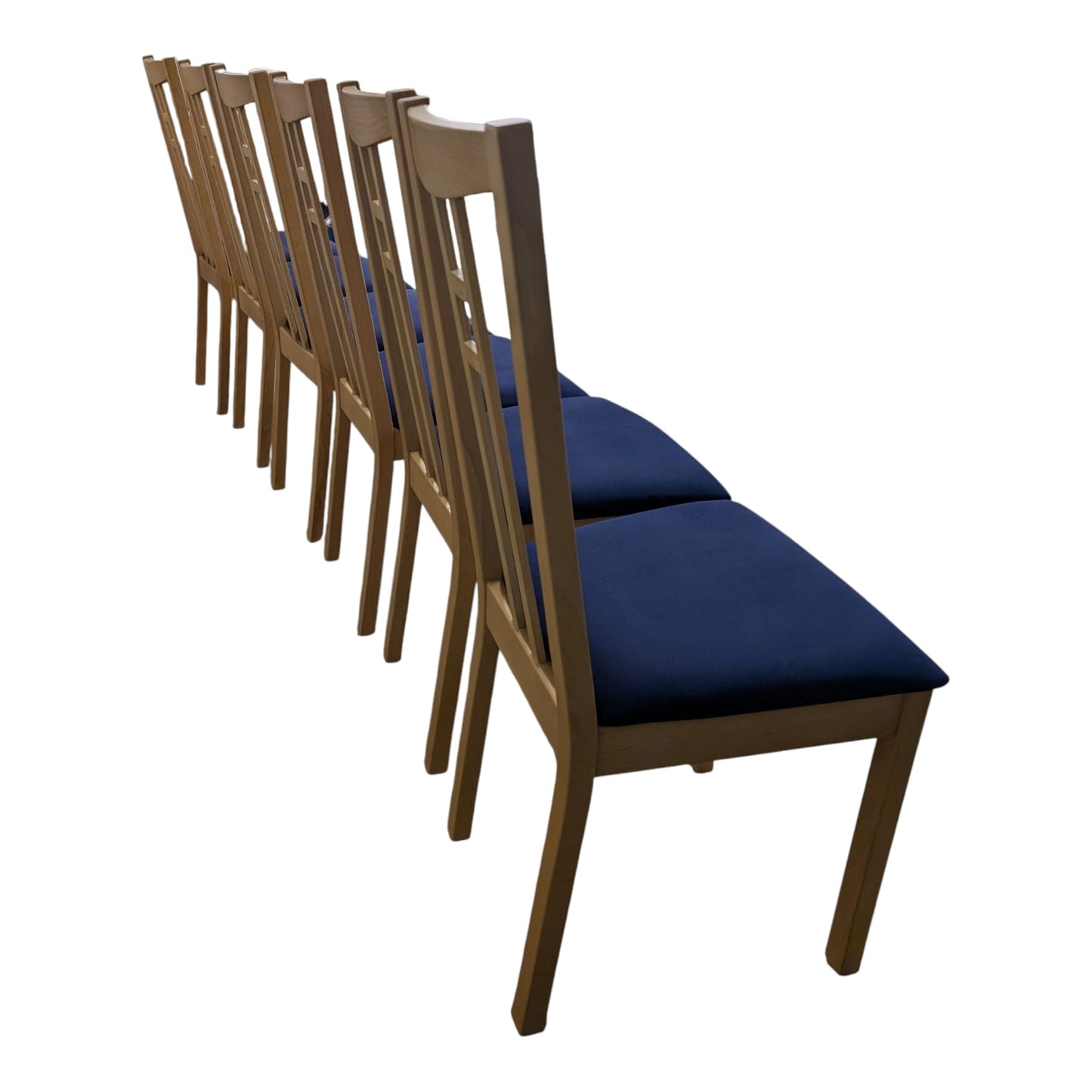 6 Holzstühle von IKEA mit blauen Sitzflächen Art.-Nr.395