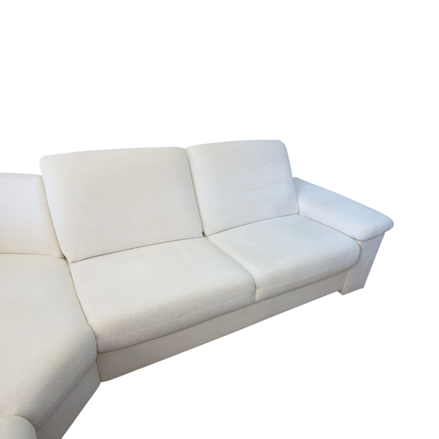 Weisses Ecksofa mit Holzbeinen Art.-Nr. 366
