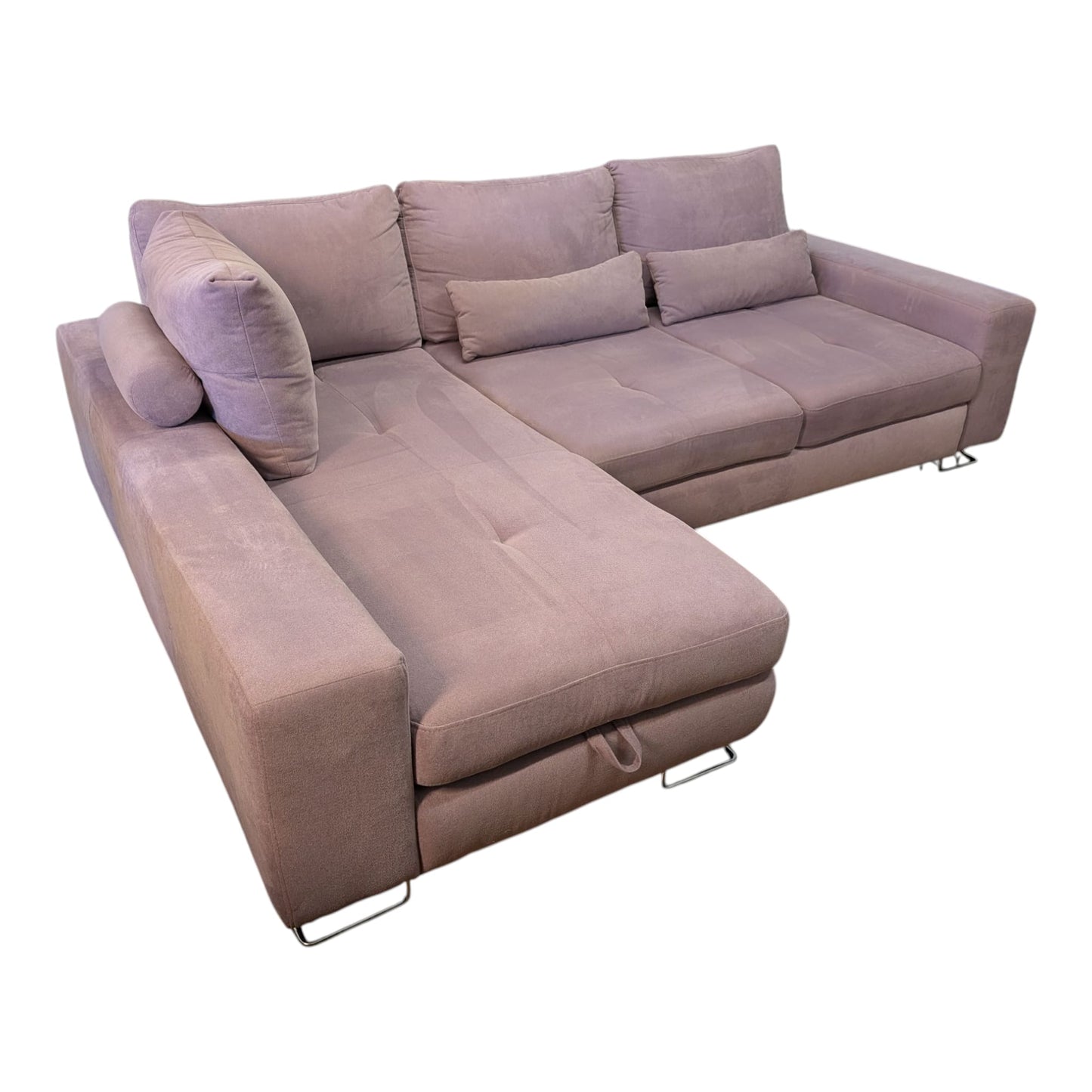 Rosafarbenes Ecksofa mit Bettfunktion und Stauraum Art.-Nr. 382