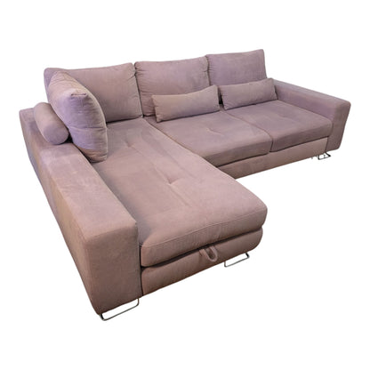 Rosafarbenes Ecksofa mit Bettfunktion und Stauraum Art.-Nr. 382