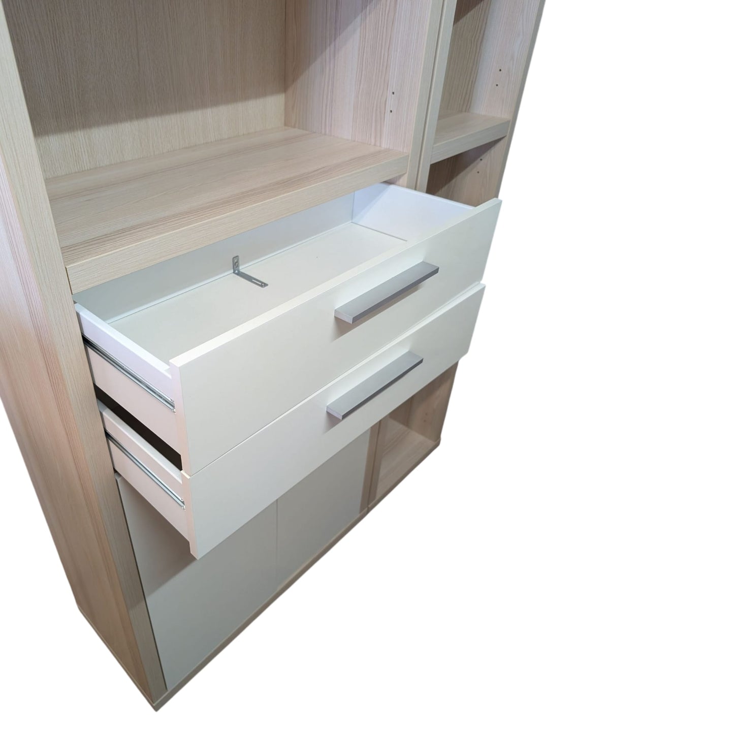 5-teiliges Büroset in hellem Holz mit Weiss Art.-Nr. 408
