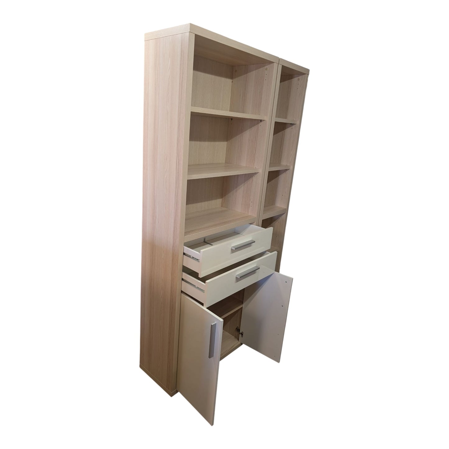 5-teiliges Büroset in hellem Holz mit Weiss Art.-Nr. 408