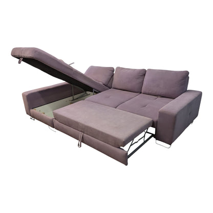 Rosafarbenes Ecksofa mit Bettfunktion und Stauraum Art.-Nr. 382