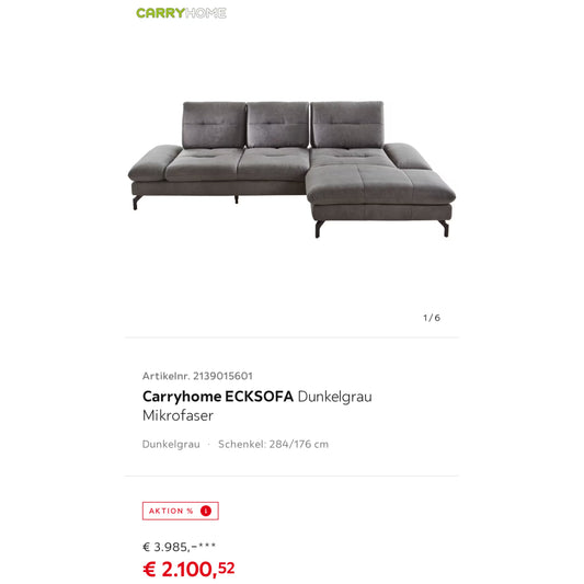 Ecksofa in Grau von XXXLutz  Art.-Nr.361
