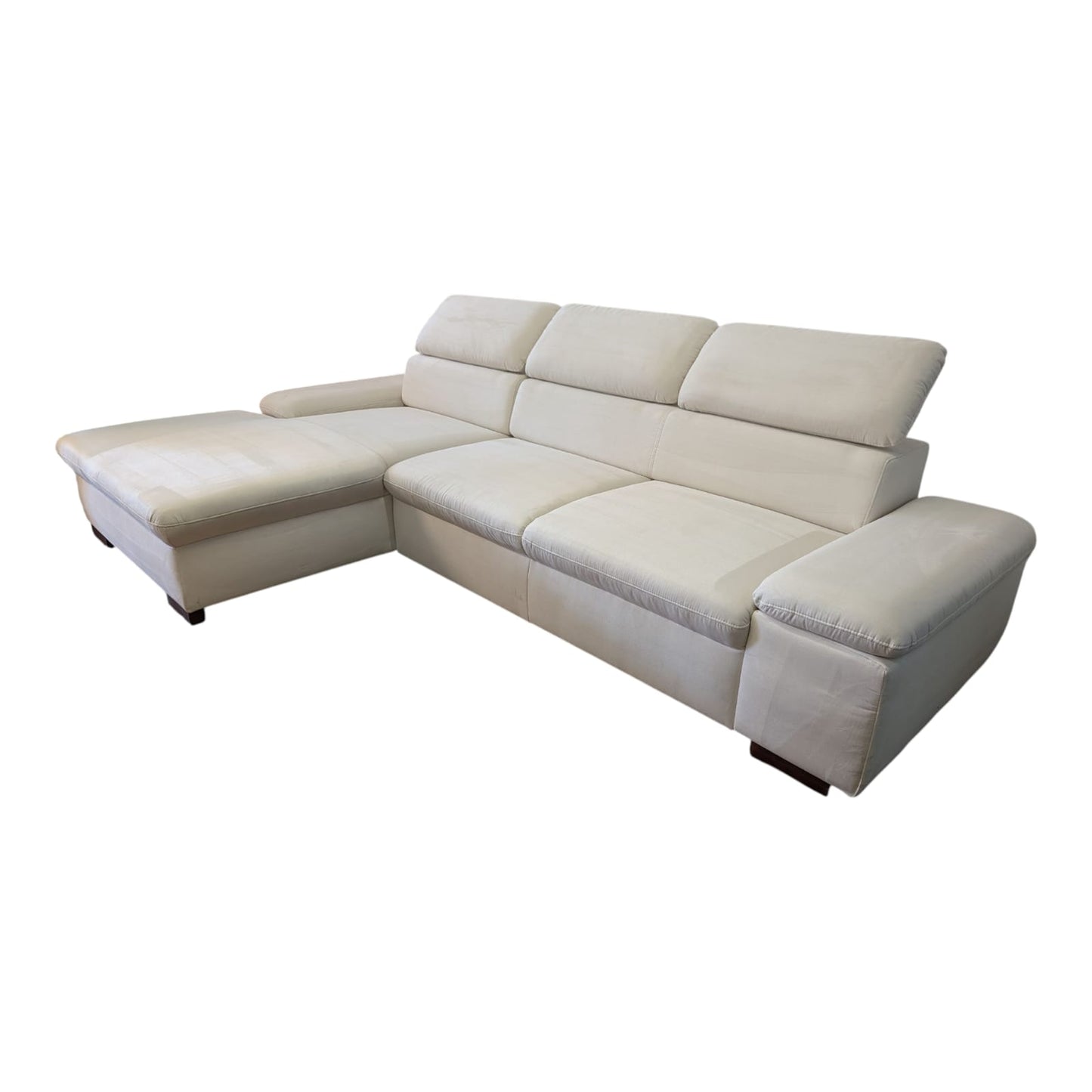 Ecksofa in Beige mit verstellbaren Kopfstützen Art.-Nr. 393