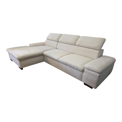Ecksofa in Beige mit verstellbaren Kopfstützen Art.-Nr. 393