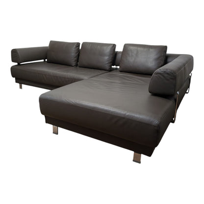 Hochwertiges Ecksofa aus braunem Echtleder von puro Art.-Nr. 426