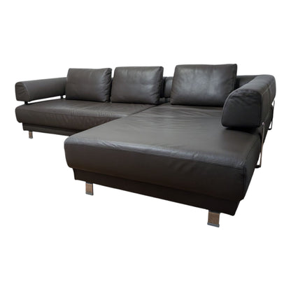 Hochwertiges Ecksofa aus braunem Echtleder von puro Art.-Nr. 426