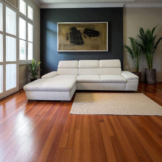 Ecksofa in Beige mit verstellbaren Kopfstützen Art.-Nr. 393