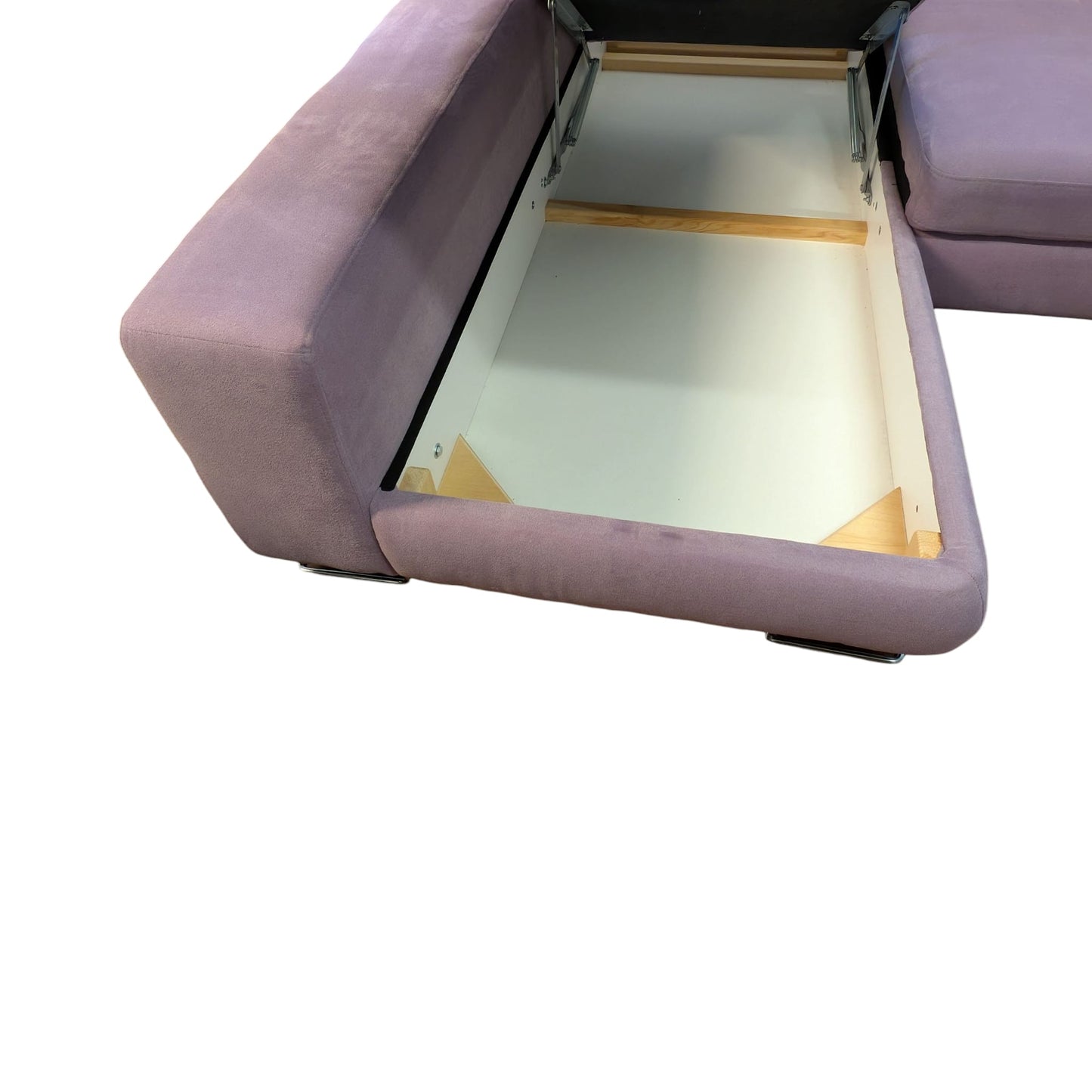 Rosafarbenes Ecksofa mit Bettfunktion und Stauraum Art.-Nr. 382