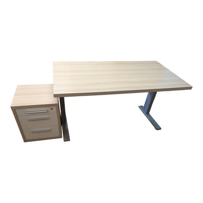 5-teiliges Büroset in hellem Holz mit Weiss Art.-Nr. 408