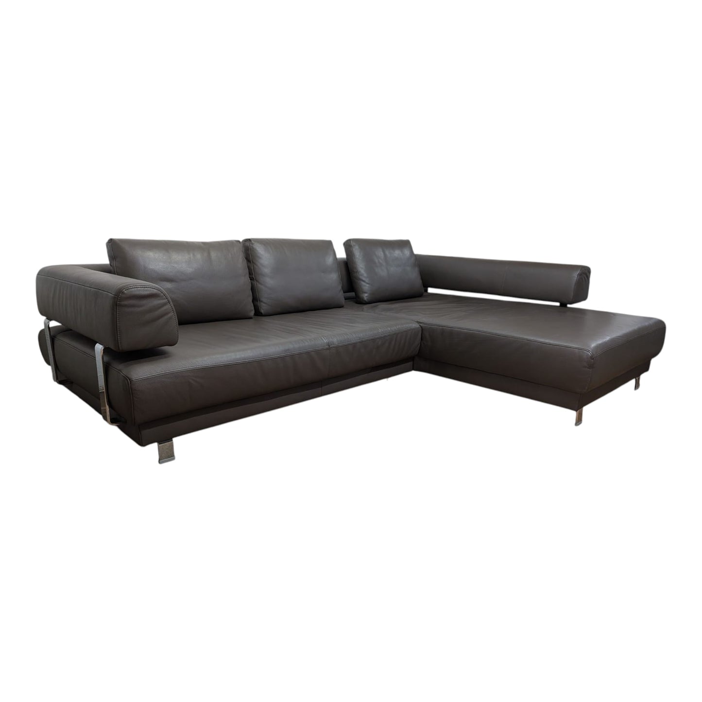 Hochwertiges Ecksofa aus braunem Echtleder von puro Art.-Nr. 426