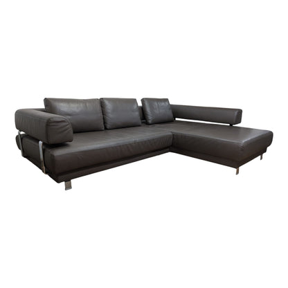 Hochwertiges Ecksofa aus braunem Echtleder von puro Art.-Nr. 426
