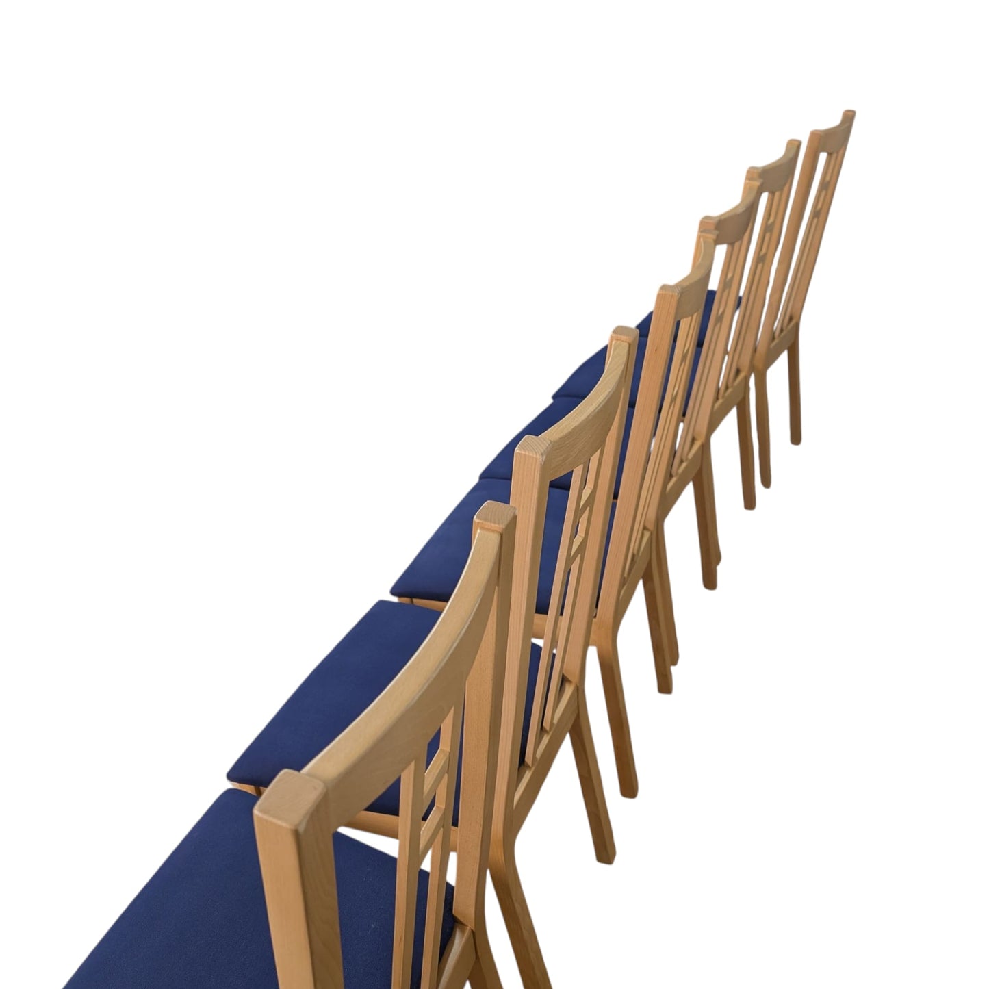6 Holzstühle von IKEA mit blauen Sitzflächen Art.-Nr.395