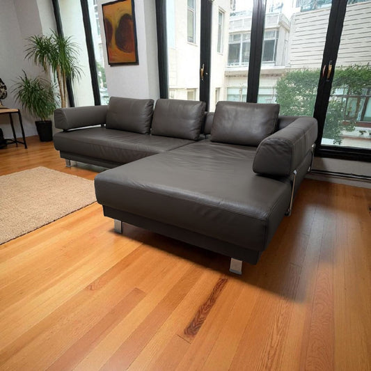 Hochwertiges Ecksofa aus braunem Echtleder von puro Art.-Nr. 426