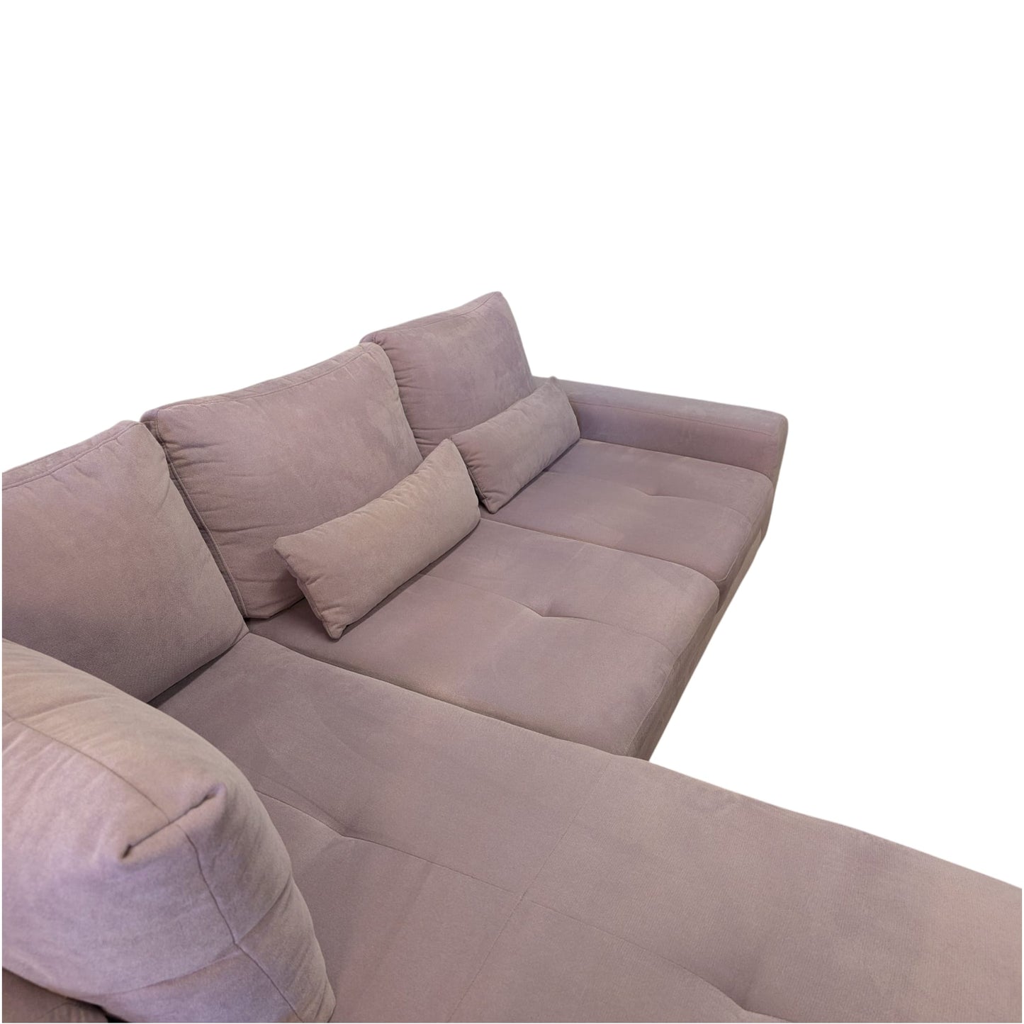 Rosafarbenes Ecksofa mit Bettfunktion und Stauraum Art.-Nr. 382