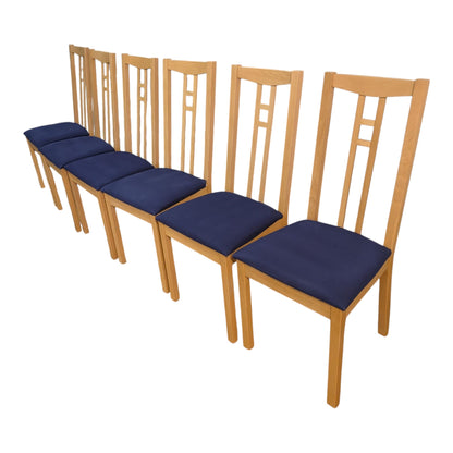 6 Holzstühle von IKEA mit blauen Sitzflächen Art.-Nr.395